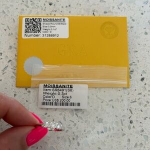 Moissanite Silver Ring with Clear Stones